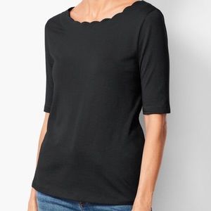 Talbots Pima Scalloped-Edge Tee X-Small
